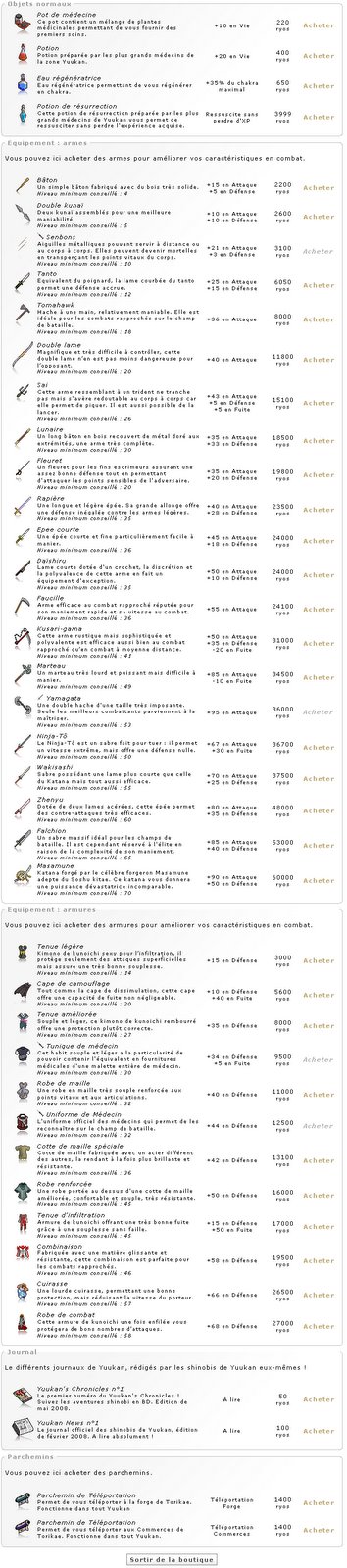 Les armes et armures des villages Boutique.torika%C3%A9