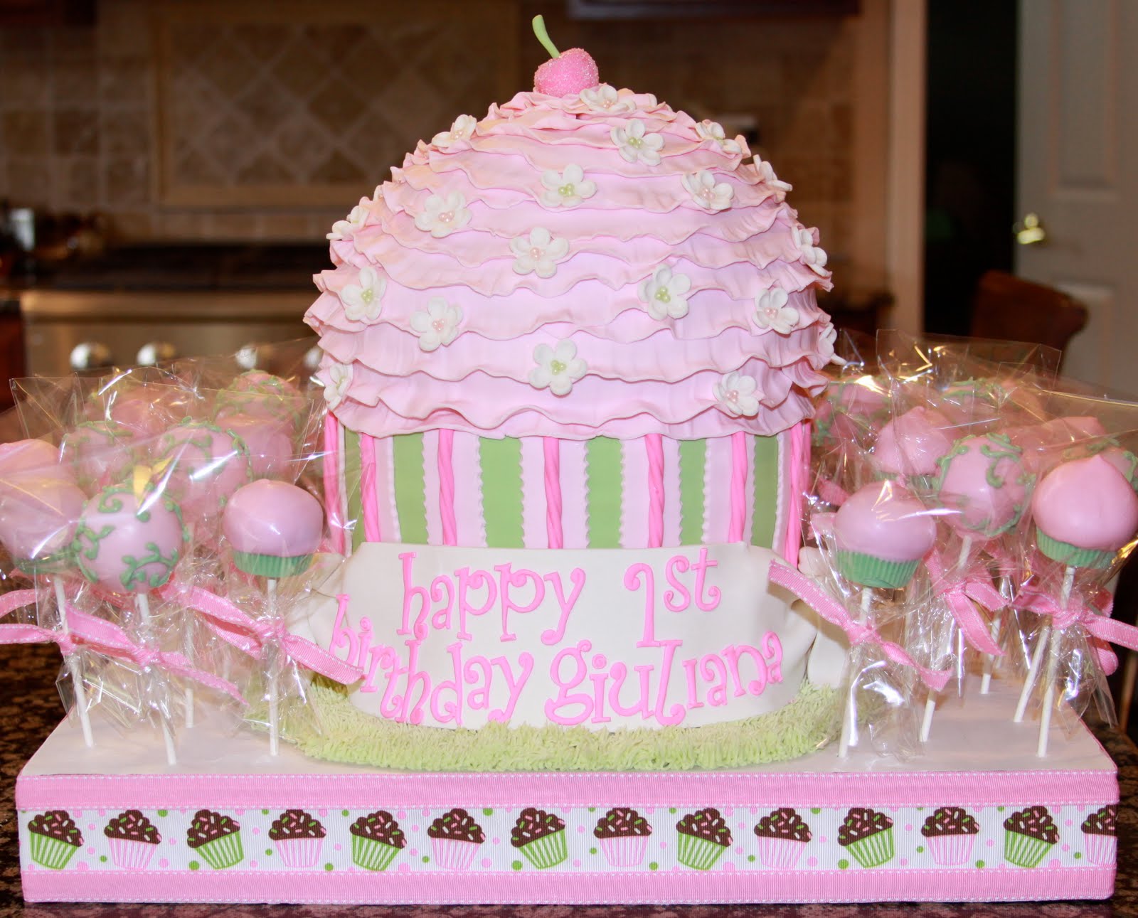 . Giant Cupcake Cake with Pops