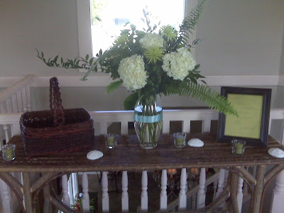 They topped the tables with burlap overlays and light blue napkins with 
