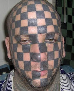 Chess Board Face Tattoo