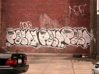 Graffiti Bubble Letter on the Street Wall