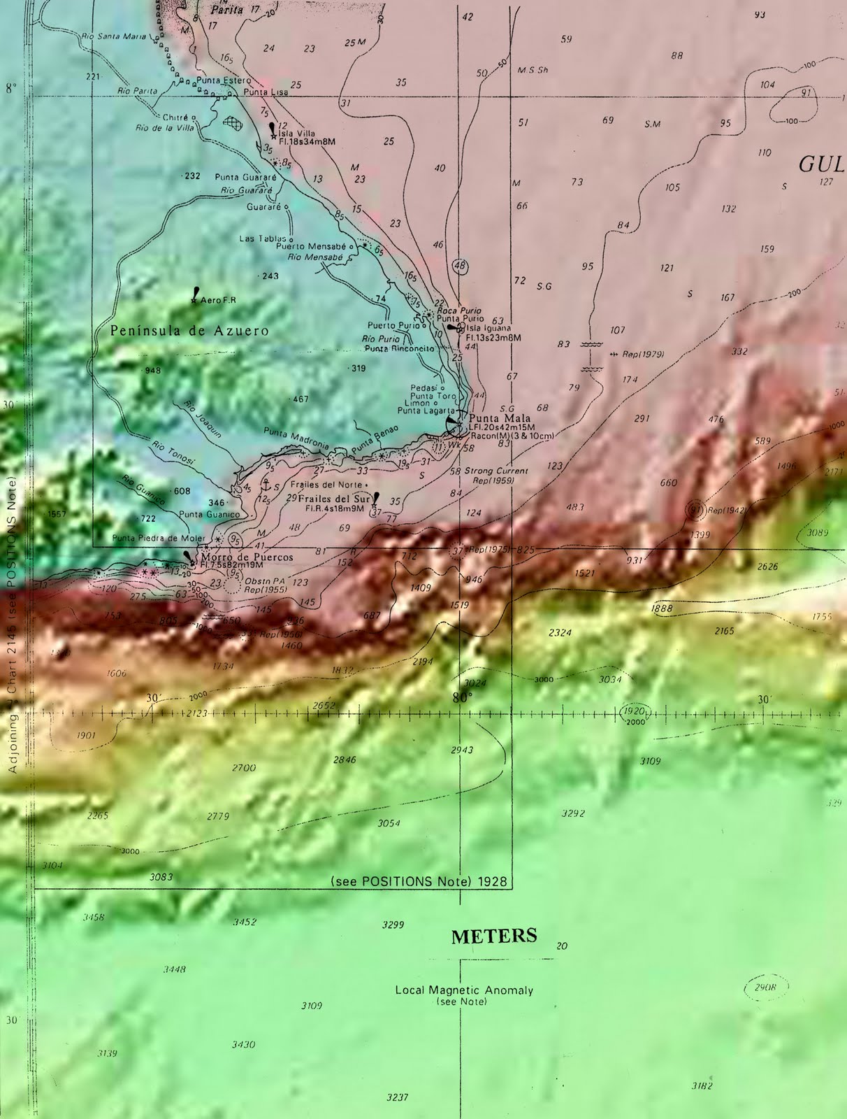 On the underwater topography of the southeast Azuero Peninsula