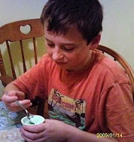 Chris trying out Fiber One yogurt