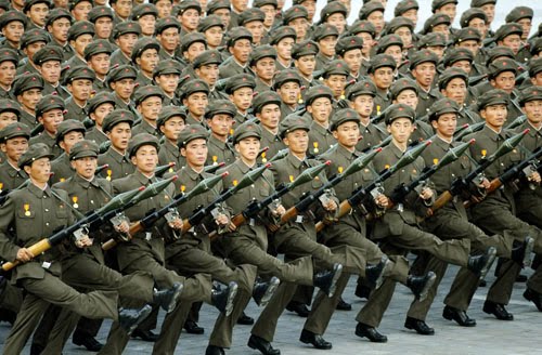 north korean army parade. North Korea puts 50000 of its