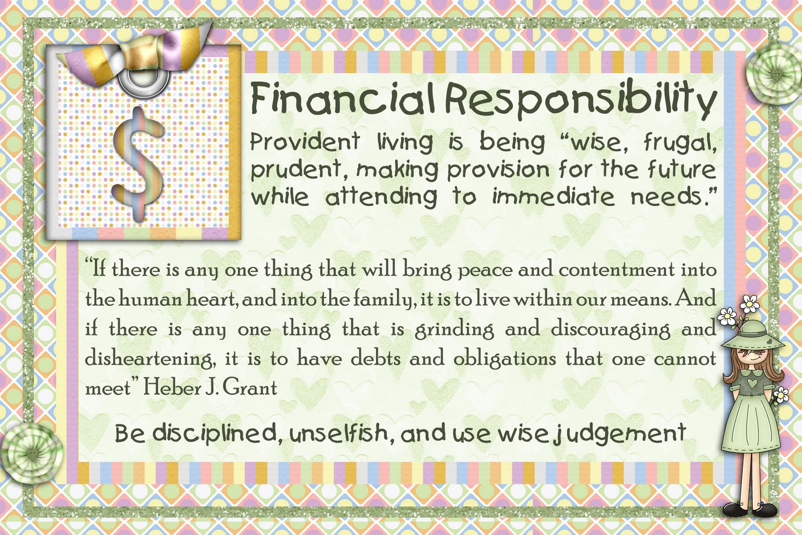 steadfast and immovable financial responsibility handout financial responsibility
