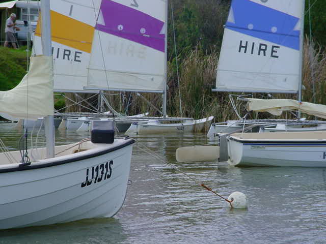 Some of the hire fleet.  There are some wooden boats available too.