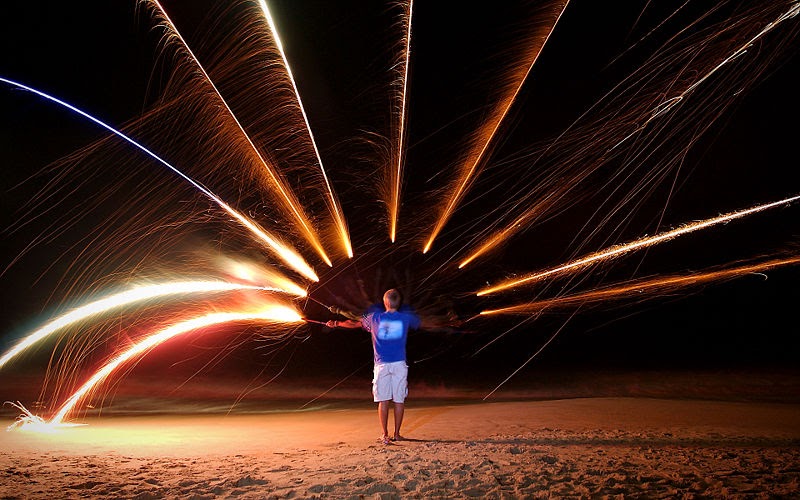 the stars purple like fabulous roman candles