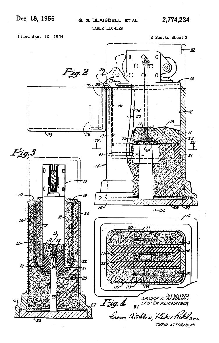 Table lighters collectors' guide Cigarette lighter patents