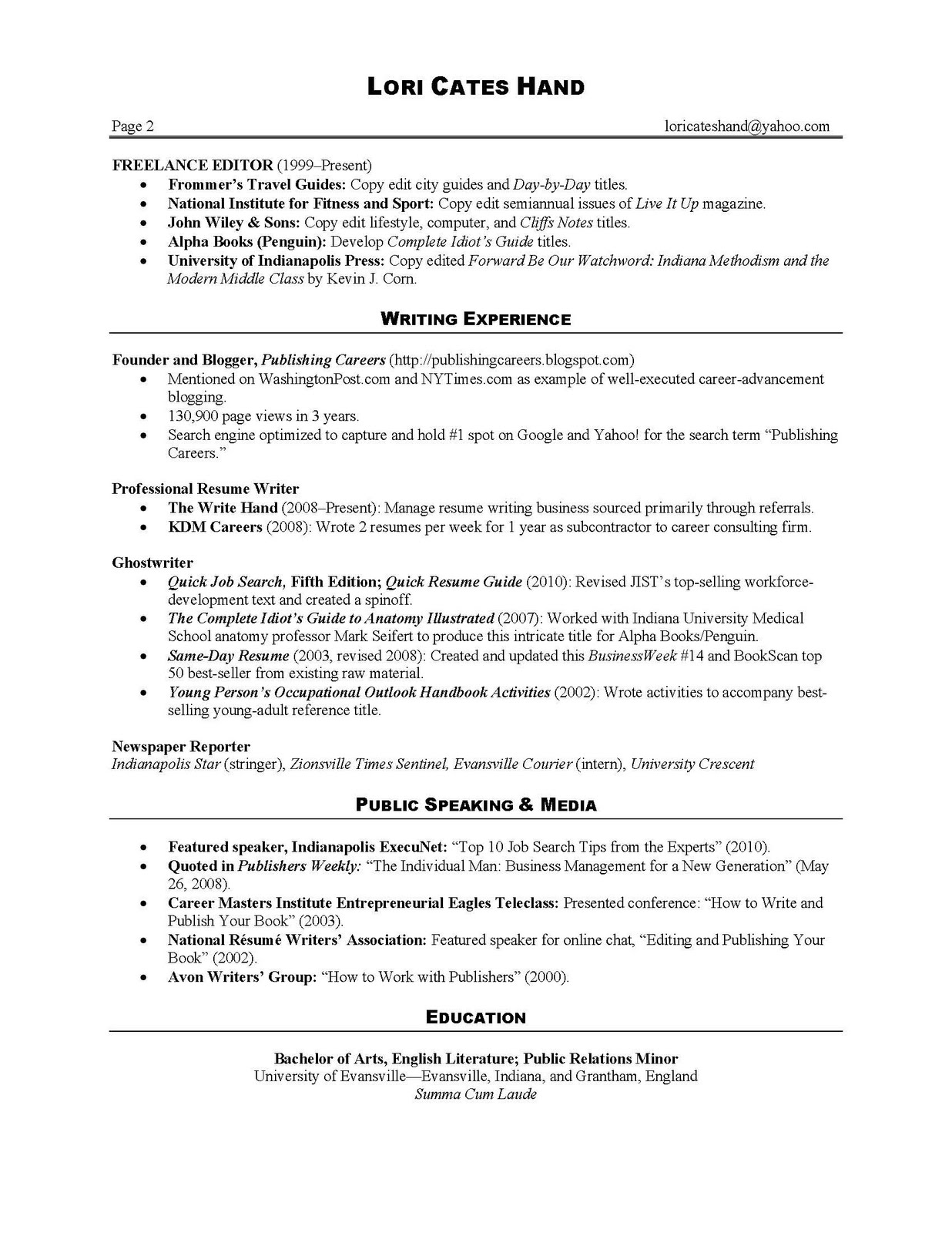 resume for business