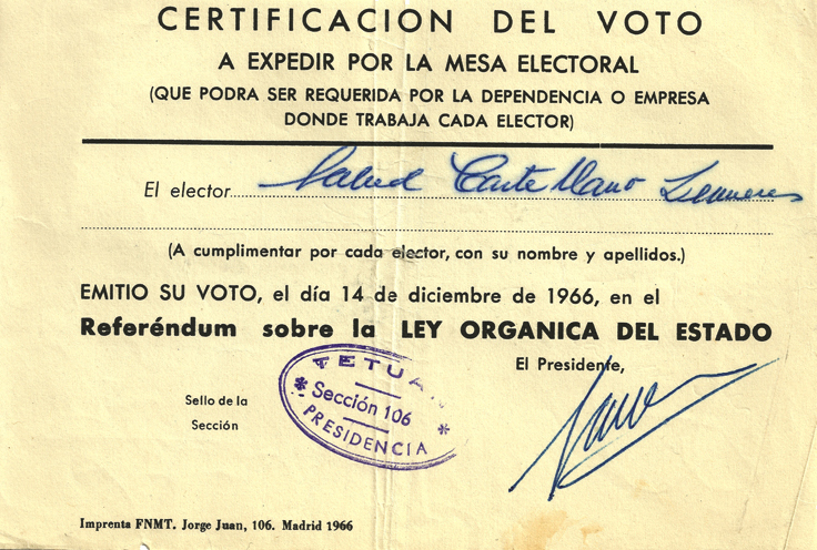 Museo de lo cotidiano Referéndum sobre la Ley Orgánica del Estado, 1966