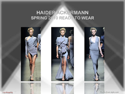 Haider Ackermann Spring 2010 Ready To Wear ice steel blue wrap dress inverted U gown