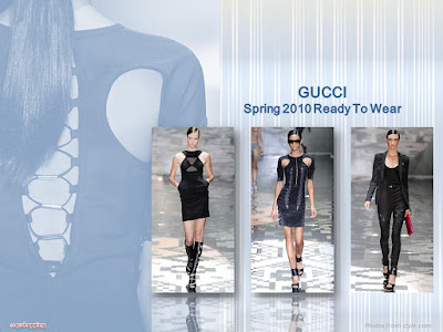 Gucci Spring 2010 Ready To Wear black lace-up dress and cutout dress