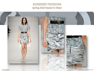Burberry Prorsum Spring 2010 Ready-To Wear sequin zipper jacket and satin knotted skirt