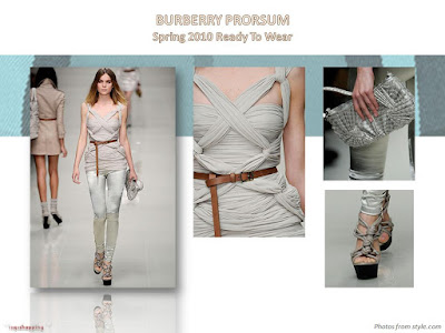 Burberry Prorsum Spring 2010 Ready-To Wear knotted chiffon top and leggings