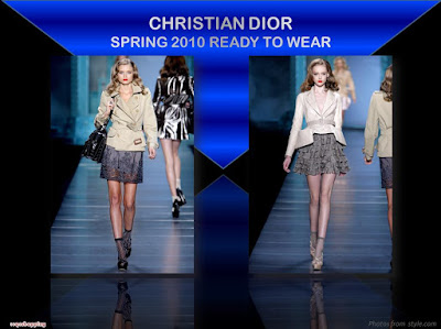 Christian Dior Spring 2010 Ready To Wear double-breasted jacket and lace-trim shorts