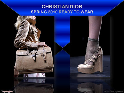 Christian Dior Spring 2010 Ready To Wear briefcase bag and wedge sandals