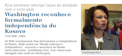EUA reconhecem independência do Kosovo