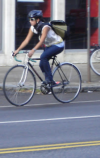 sunny day Boston cyclist