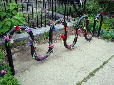 South End Boston knitters street art flowers bike bicycle rack