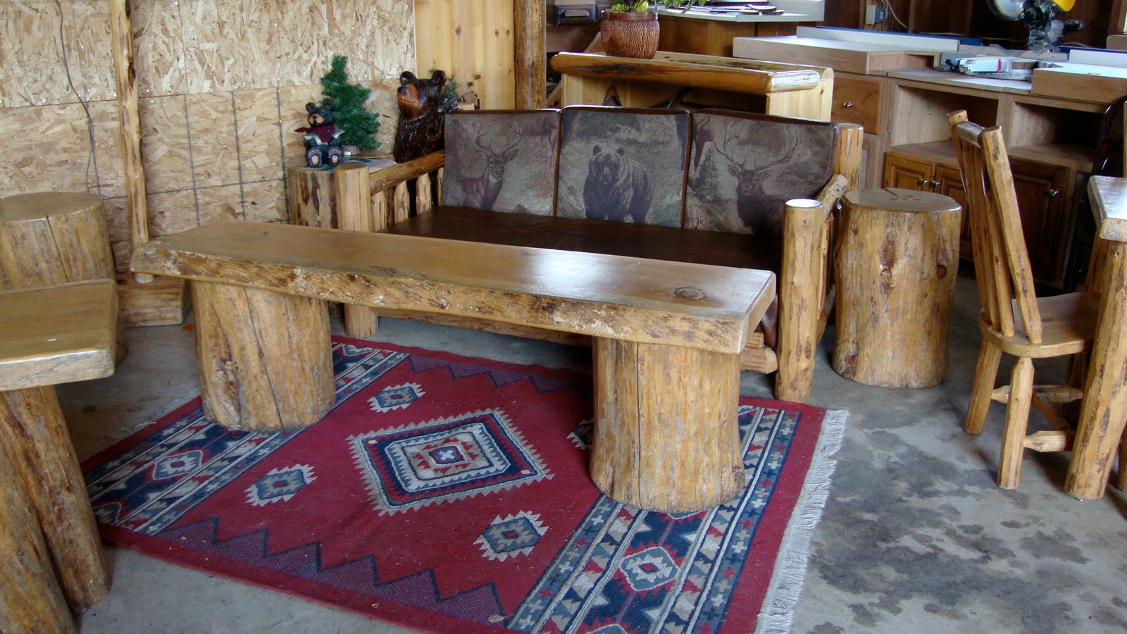 Log Furniture For Sale Log Couch with Leather Cushions 1550