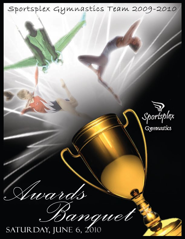 Here is the final design for Sportsplex Gymnastics Awards Banquet Book Cover
