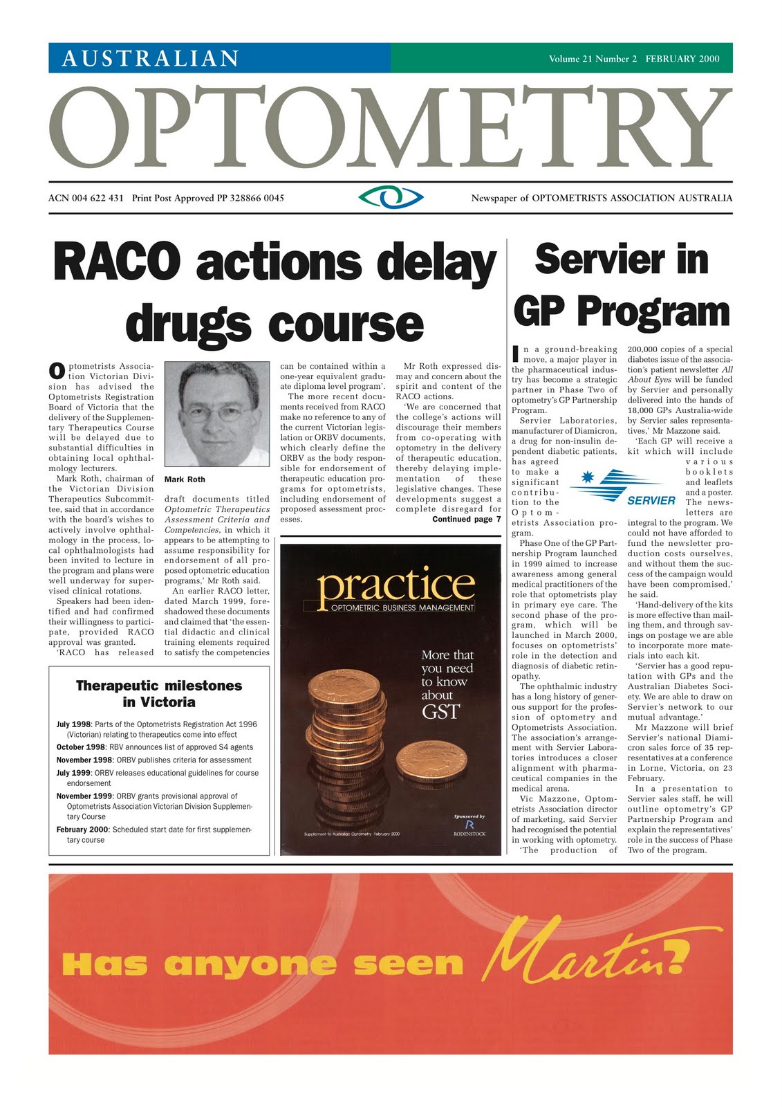 Kate Rasmussen's Folio Australian Optometry Newspaper Sample