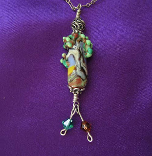 glass lampwork dream tree bead pendant