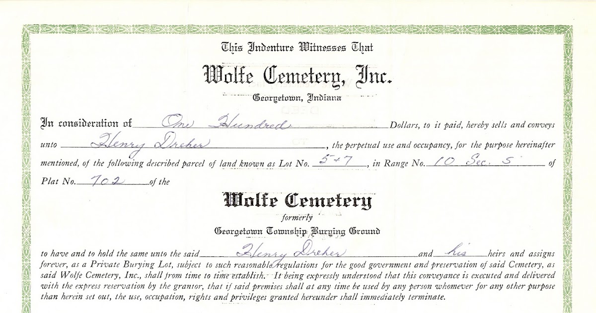mountain genealogists treasure chest thursday ye old cemetery plot cemetery deed form templates