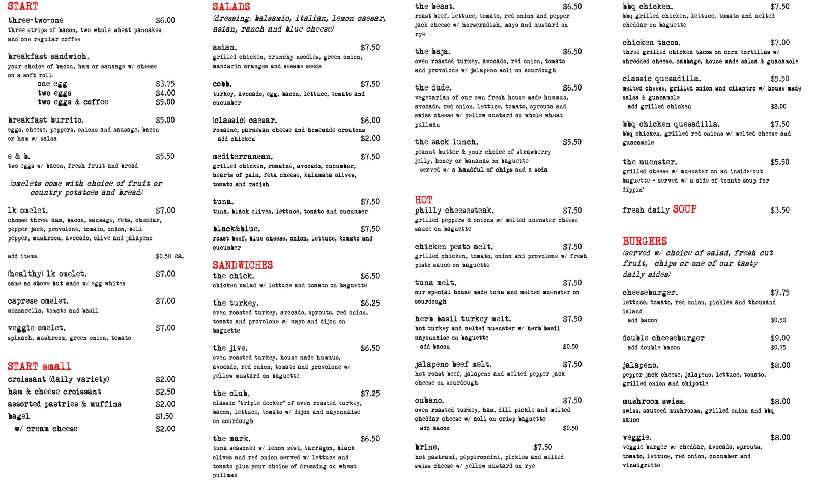 little kitchen. menu. (interior)