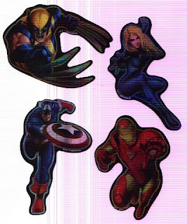 front side of four Marvel Heroes Stickers Series 2