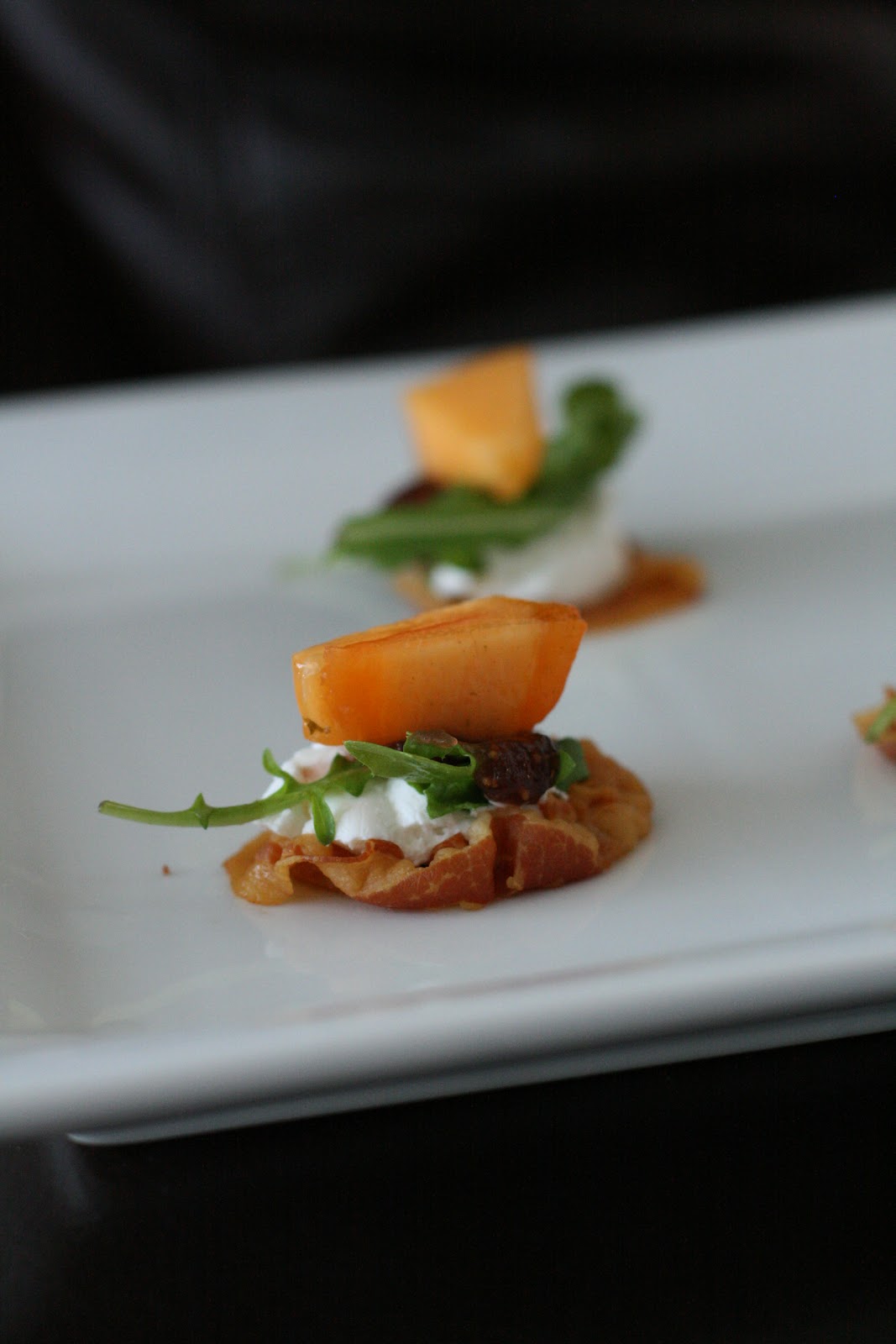 Week of Menus Pancetta Crisps with Goat Cheese and Persimmons Oh to
