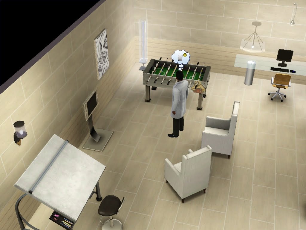 Sims 3 Home Design Hotshot Part - 41: Floors And Walls Were Tiled With My Favourite, Stone Effect Tiles And I Put A Couple More Lights In And Around The Room.