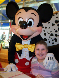 Sarah with Mickey, Christmas morning