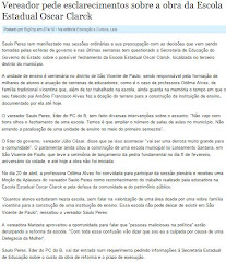 VEREADOR SAULO PERES QUER SABER INFORMAÇÕES SOBRE A OBRA DA ESCOLA ESTADUAL OSCAR CLARK