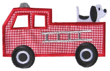 fire truck with dog