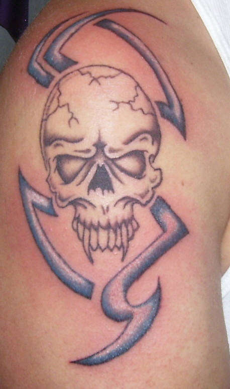 Tribal n Skull Tattoo Design