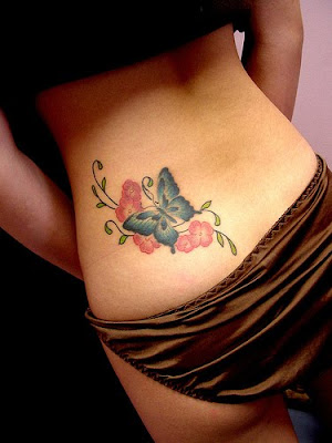 lower back butterfly tattoo. Flower and Lower Back