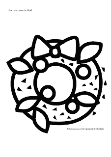 Couronne de Noël, houx: coloriage petite section cycle 1 préscolaire Couronne de Noël, houx: coloriage petite section cycle 1 préscolaire