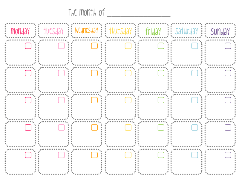 Cute Printable Blank Calendar