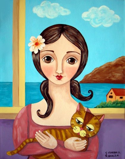 Girl with her Cat