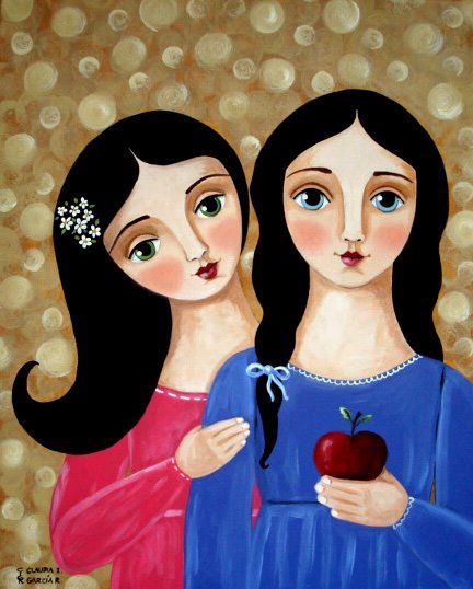 Two girls and one apple