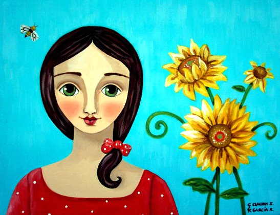 Girl with Sunflowers