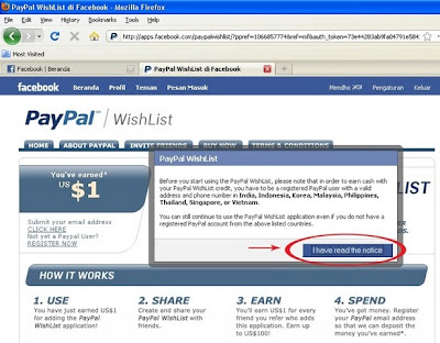 Halaman Pendaftaran PayPal WishList Halaman Pendaftaran PayPal WishList