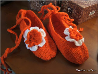 أحذية كروشيه  الرضع Chaussons+orange