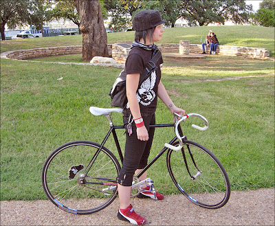 Image of woman with fixed gear bike