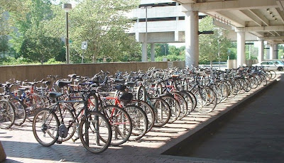 Bicycles parked at Alewife MBTA Red Line station