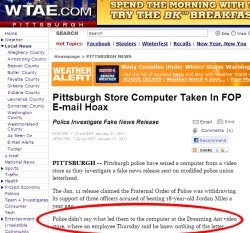 WTAE Report claiming ignorance of news source, click for fullsize in a new window