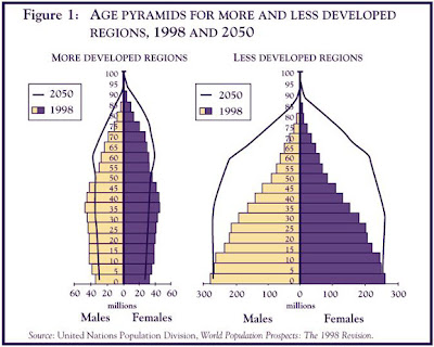 Demographics - Age Pyramid UN 1998 Worldwide