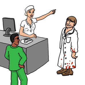 Cartoon Hospital Doctor and Nurse