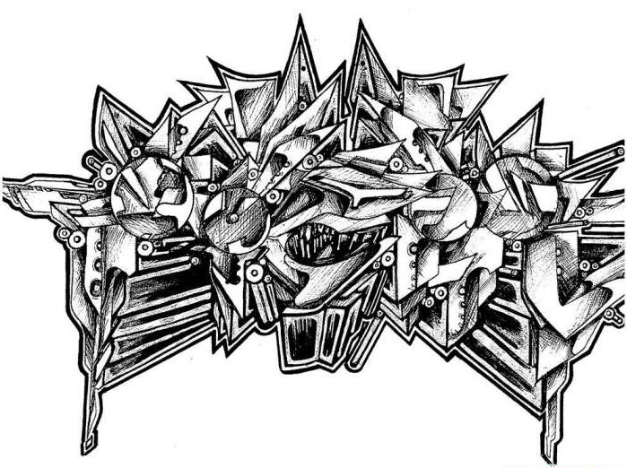 black and white graffiti sketches